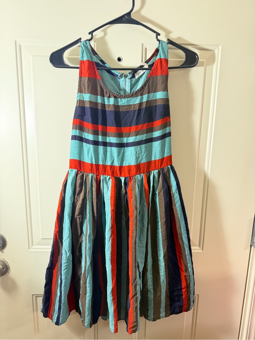 Blu Pepper Striped Fit & Flare Dress Size Small Multicolor Retro 0328